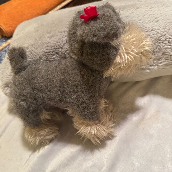 Our Generation Battat Pucci Pup Schnauzer Plush Stuffed Animal 9" red bow - Picture 3 of 6